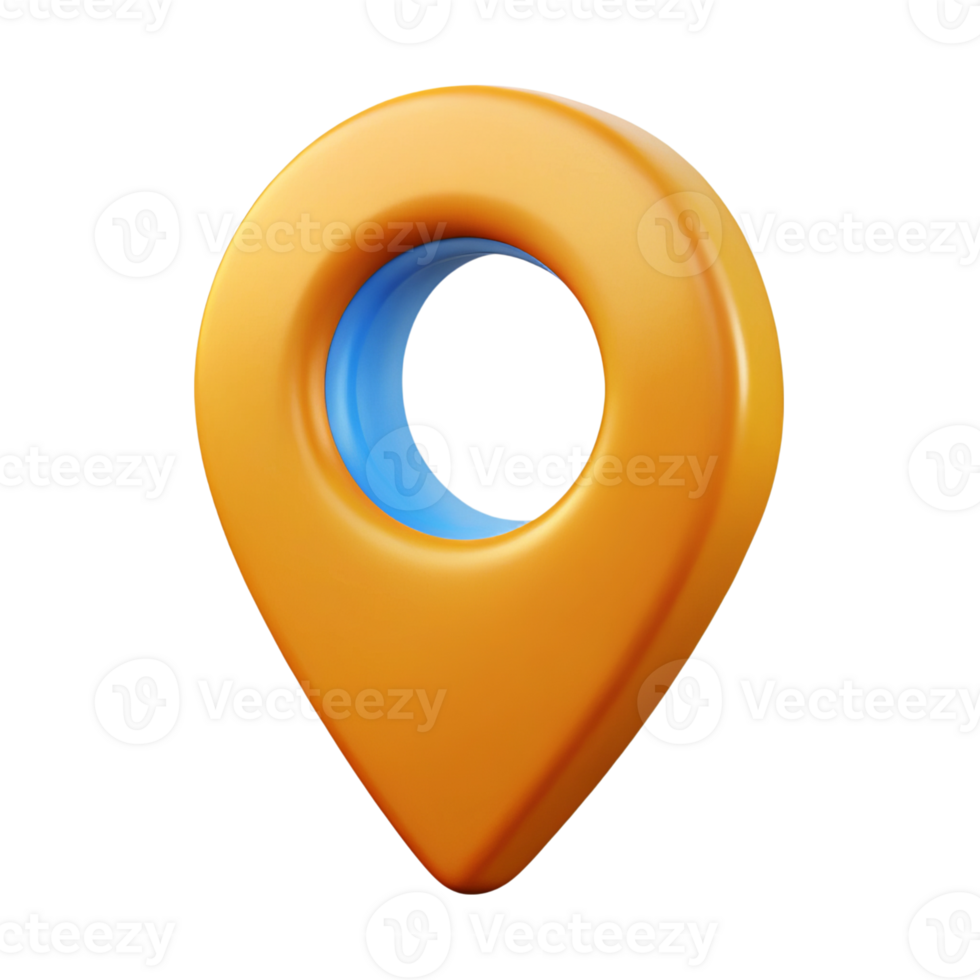 3d orange and blue location pin icon isolated on transparent background png