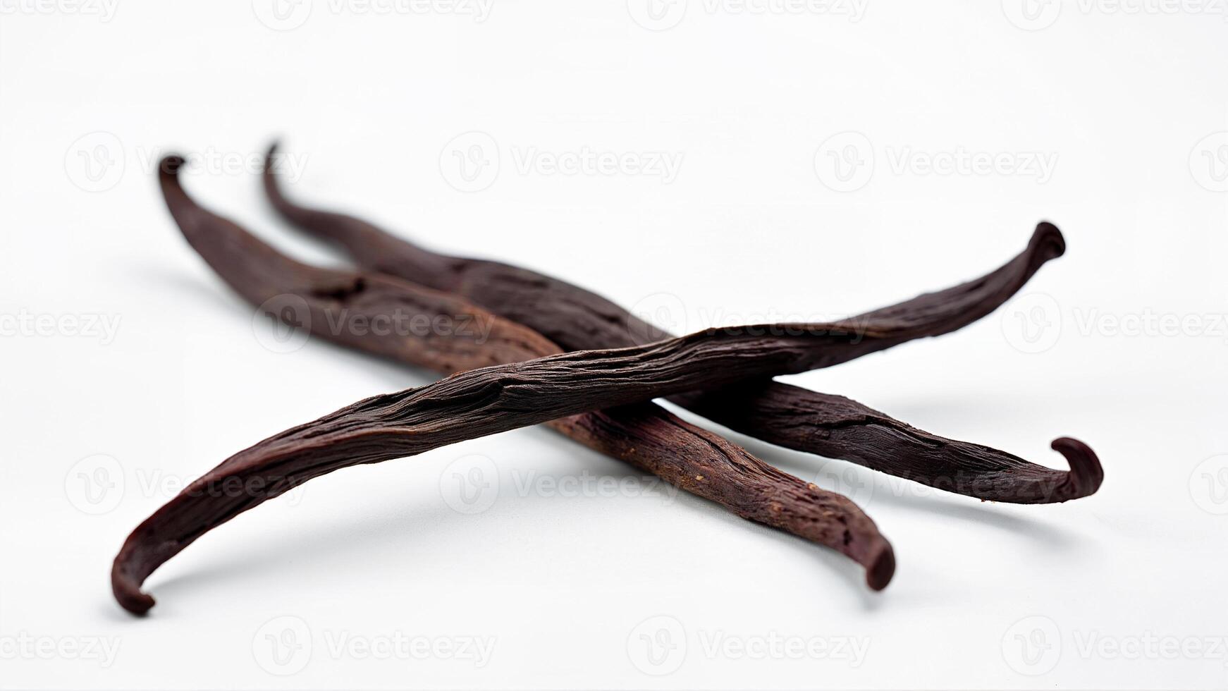 Dried vanilla sticks isolated on a white background for culinary, baking, or ingredient reference purposes. For food, spice, or natural product searches. photo