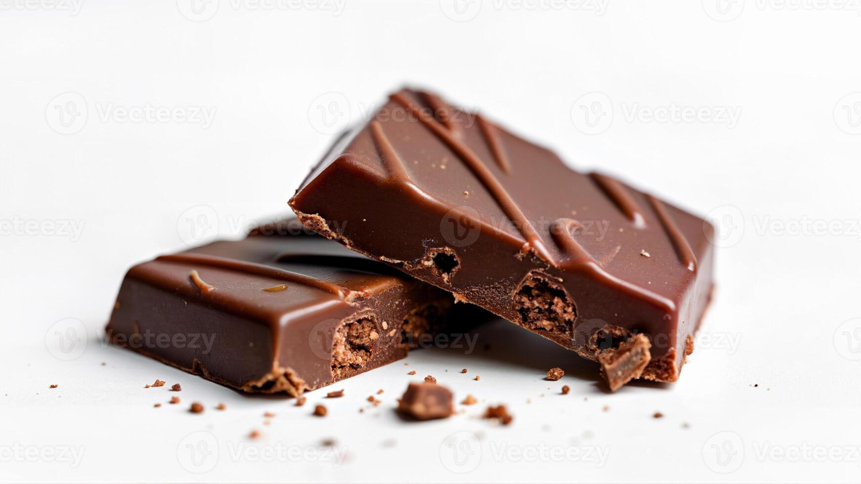 Broken Luxury Chocolate Pieces Isolated White photo