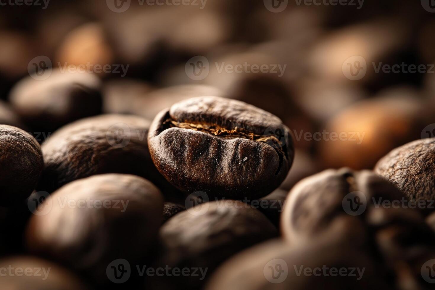 Roasted Coffee Beans Close Up Macro View photo