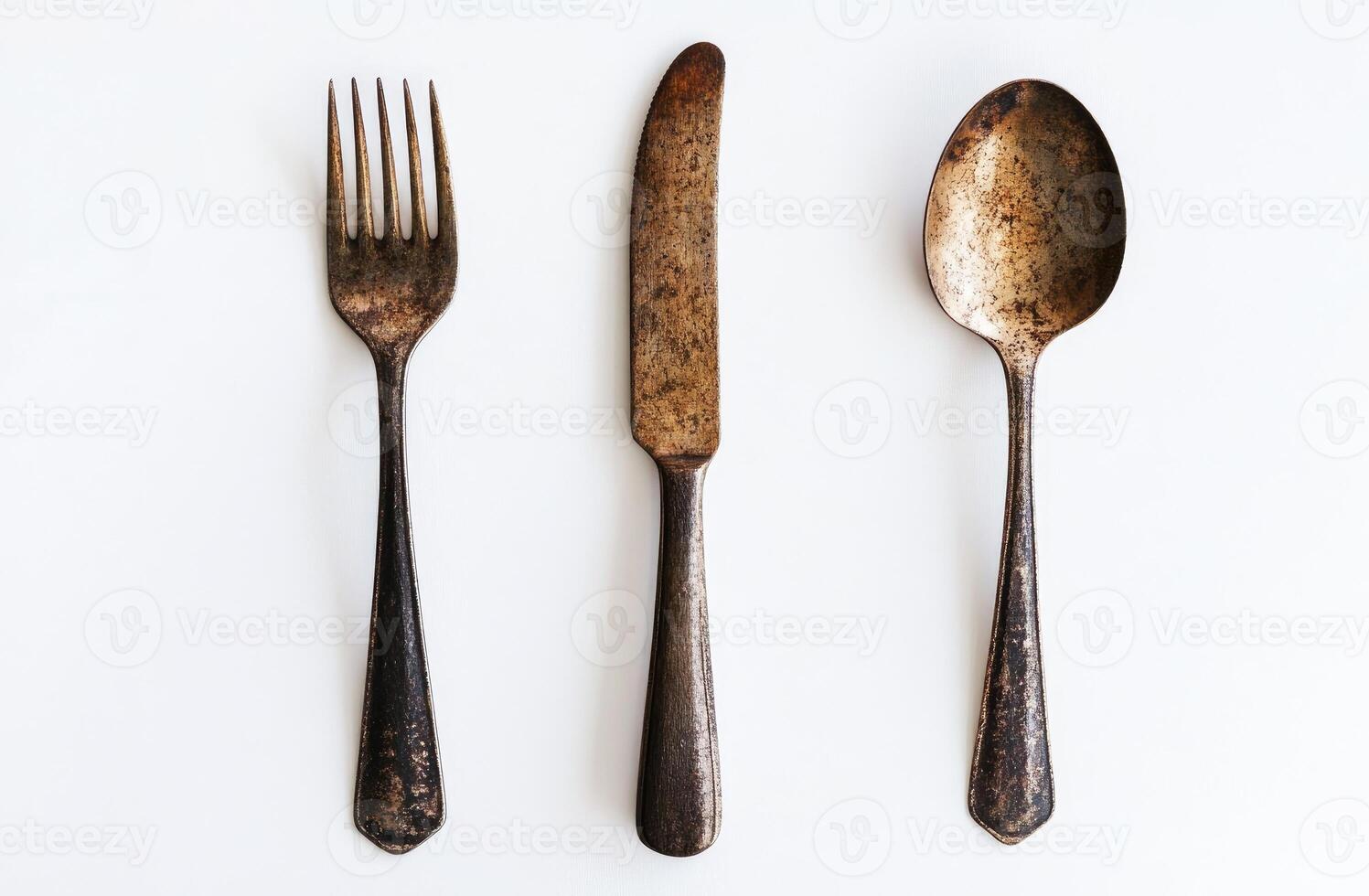Antique Silverware Set Fork Knife Spoon photo