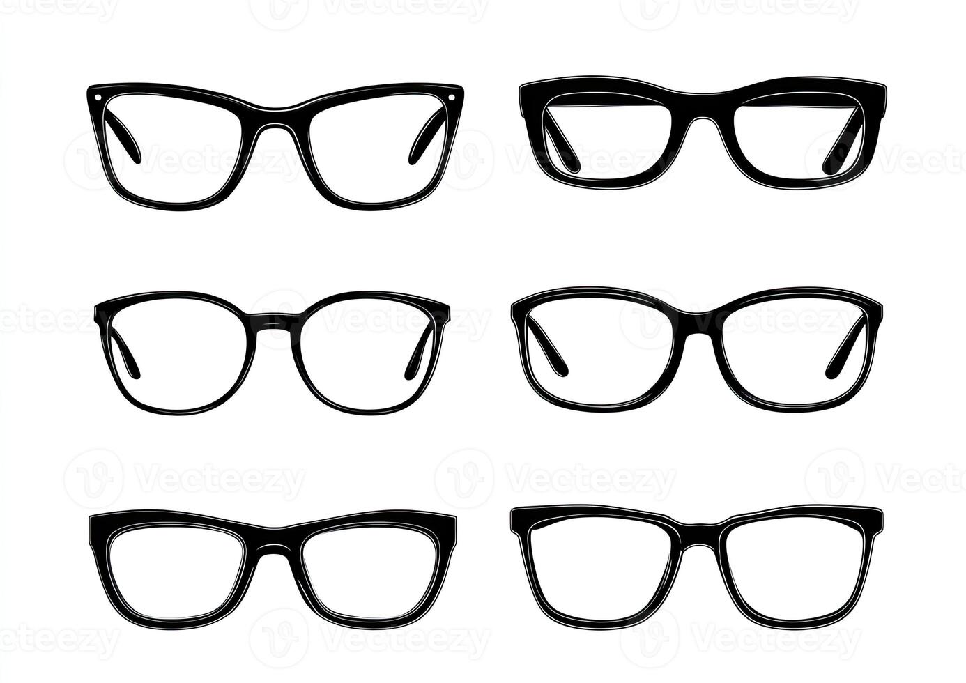 Set of glasses on white background photo