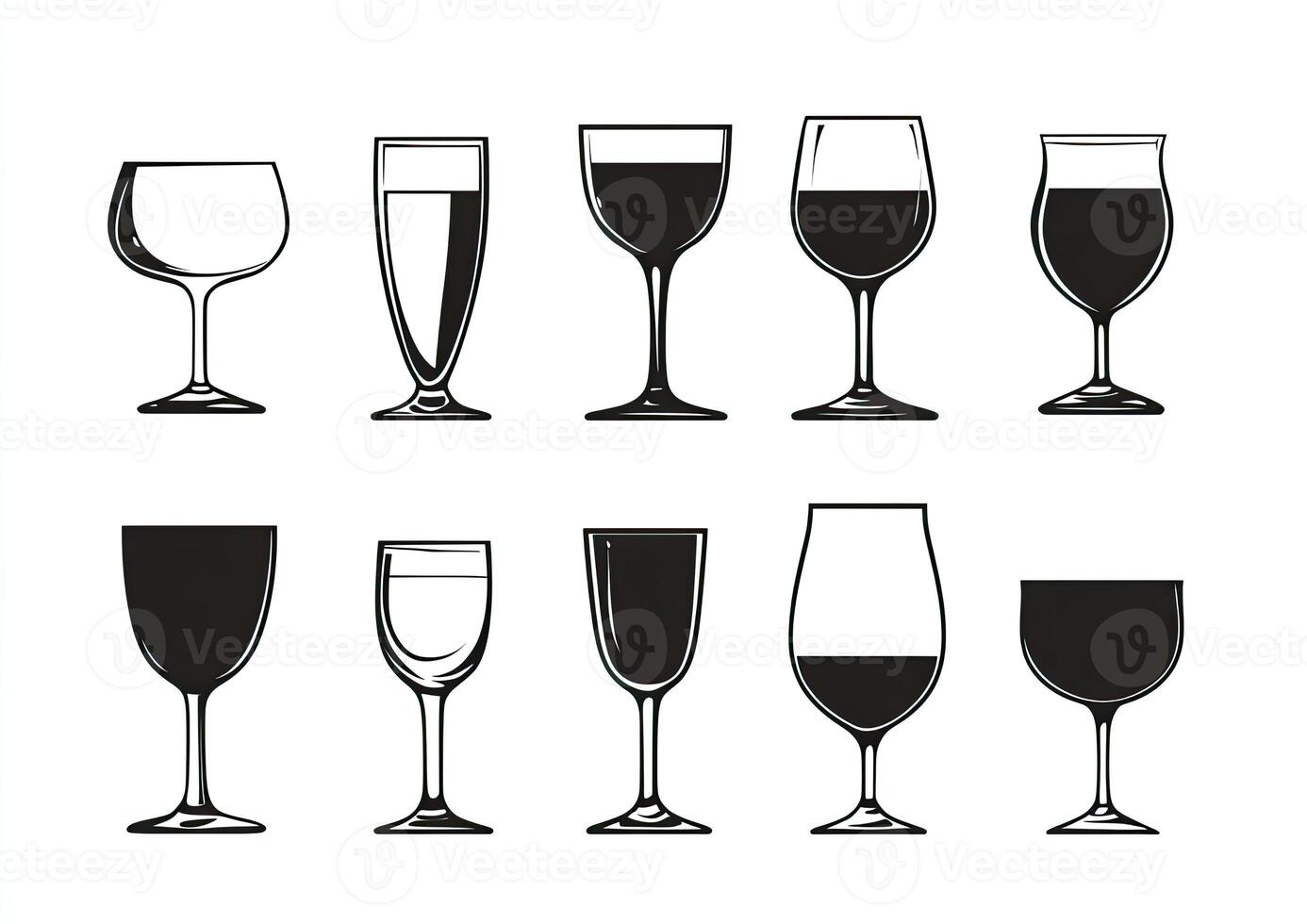 Collection of Various Wine Glass Styles and Shapes photo