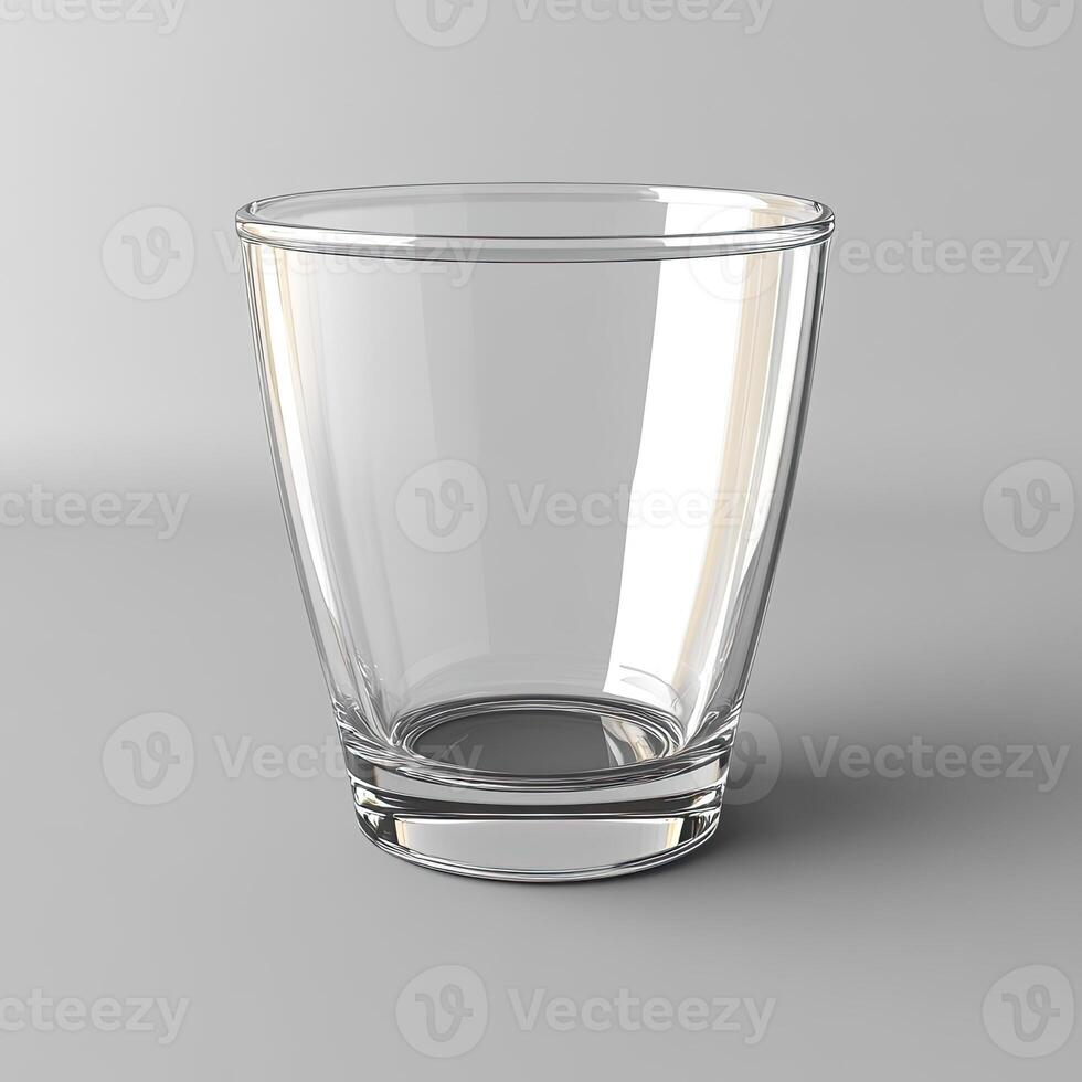 A Clear Empty Glass on a Grey Background photo