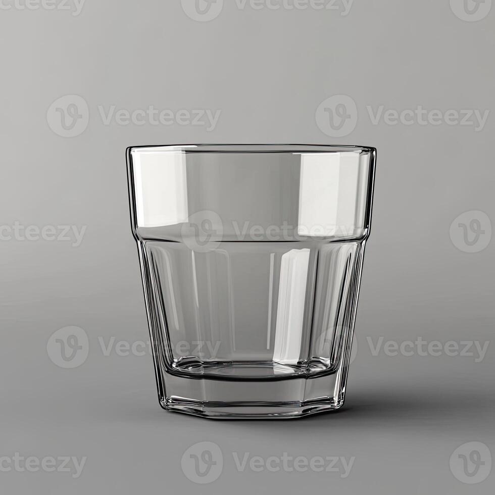 A Clear Empty Glass Stands On A Gray Surface photo