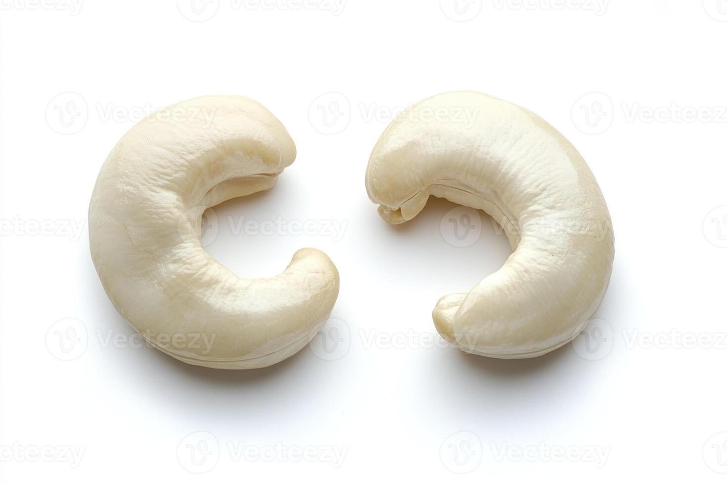 Two Roasted Cashew Nuts Isolated on White Background photo
