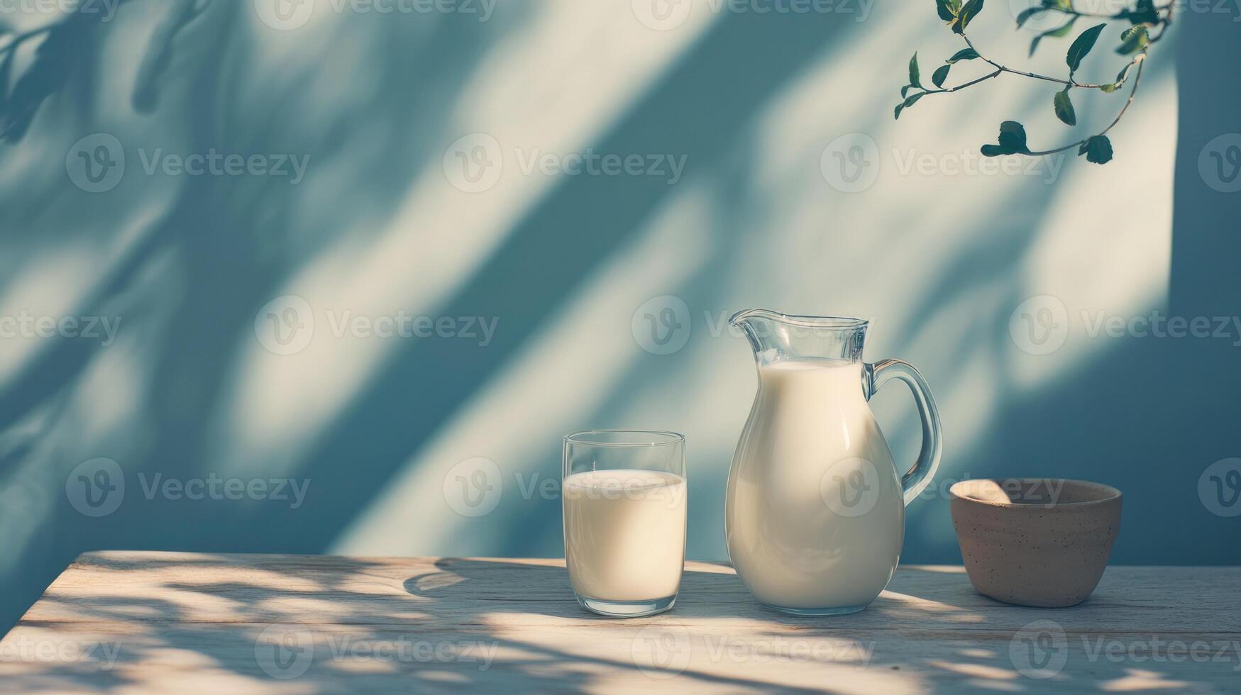 Glass Pitcher Milk Glass And Bowl Sunlight Shadows photo