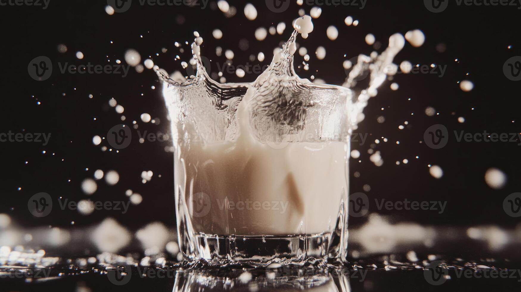 Milk Splashing in a Glass A Dramatic Scene photo