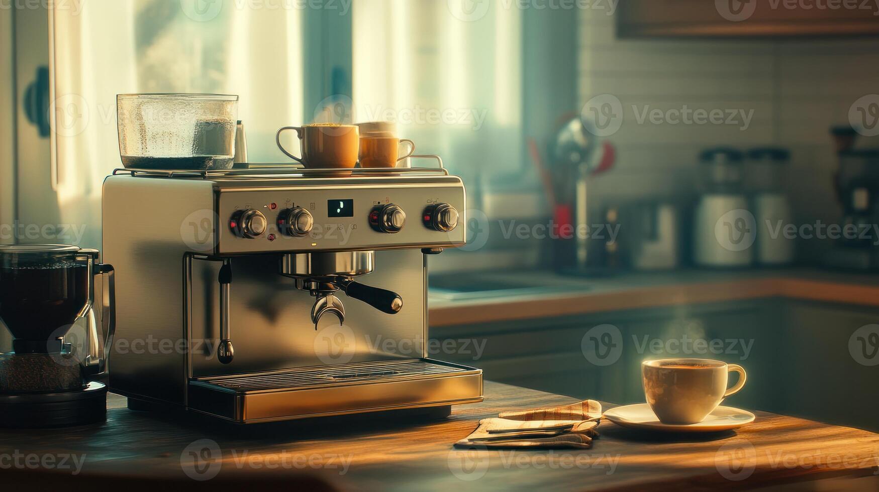 Espresso Machine with Coffee Cups in a Kitchen Setting photo