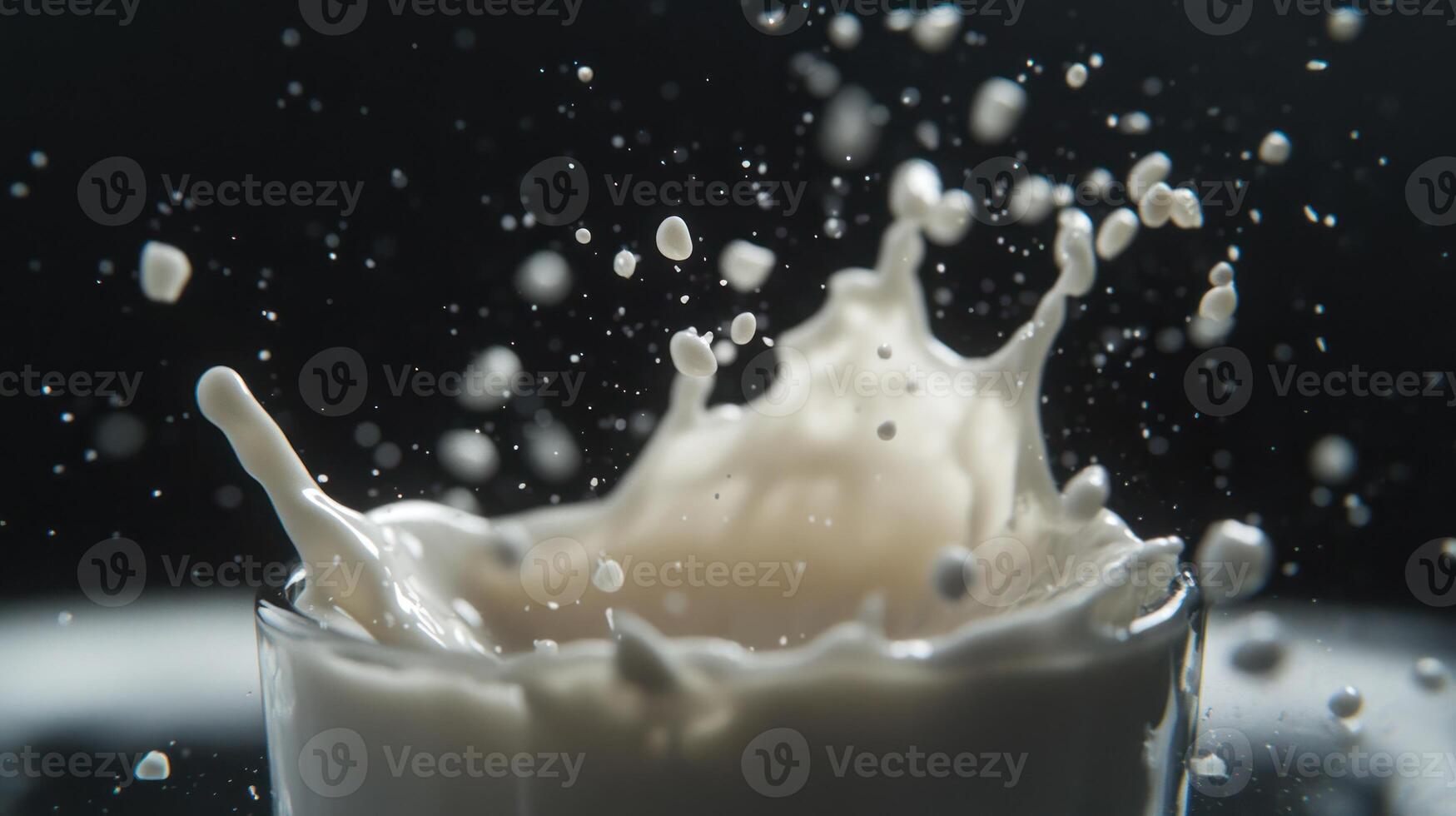 Milk Splashing Into a Glass Creating a Crown photo