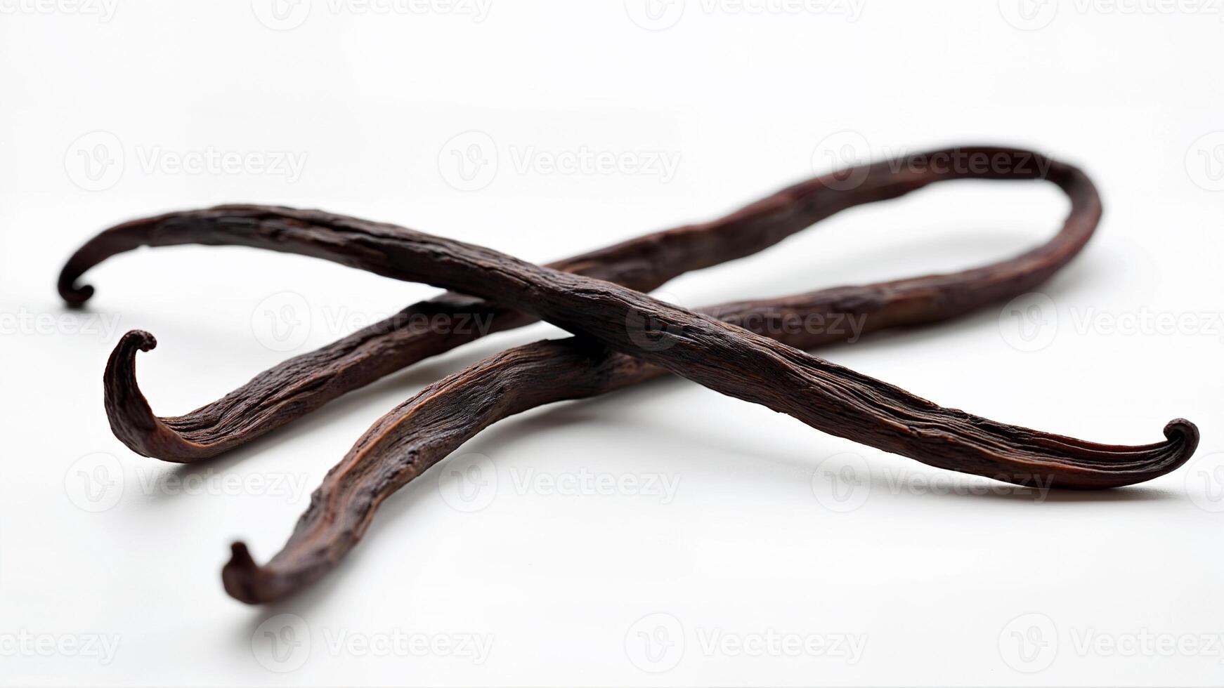 Dried vanilla sticks isolated on a white background for culinary, baking, or ingredient reference purposes. For food, spice, and flavor-related searches. photo