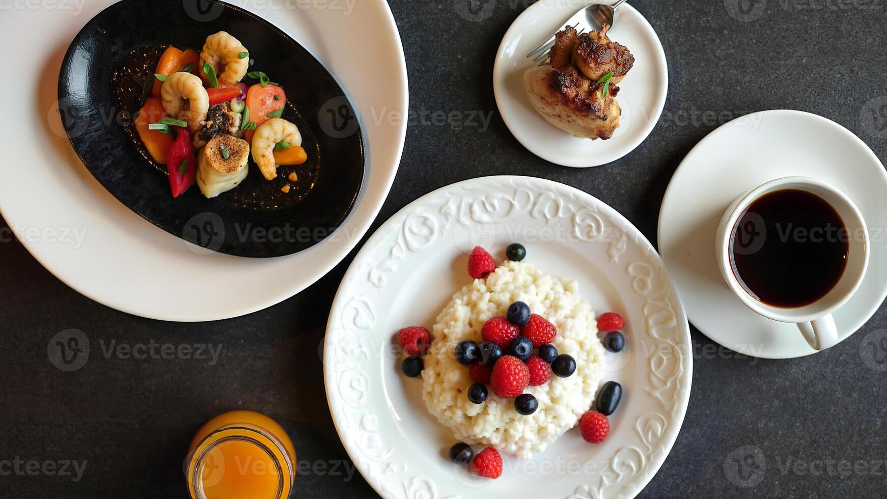 Cafe Breakfast Menu With Porridge Fruit photo
