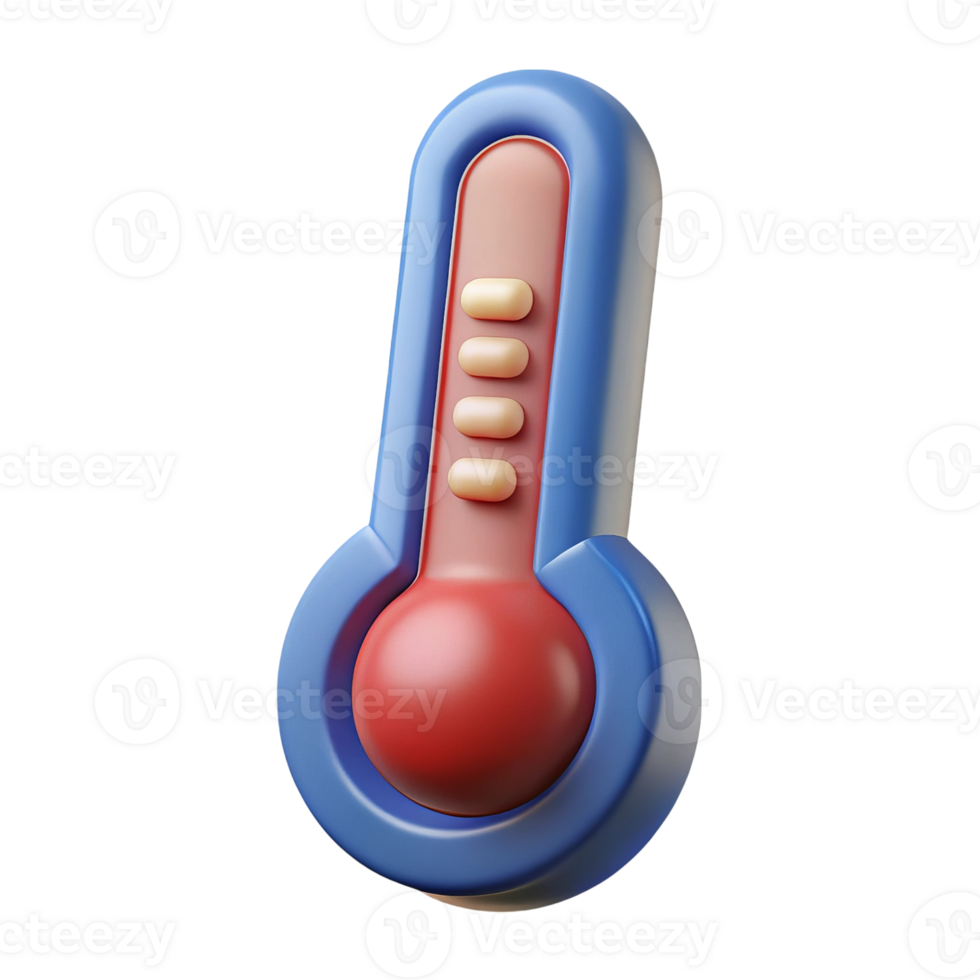 3d cartoon thermometer icon isolated on transparent background png