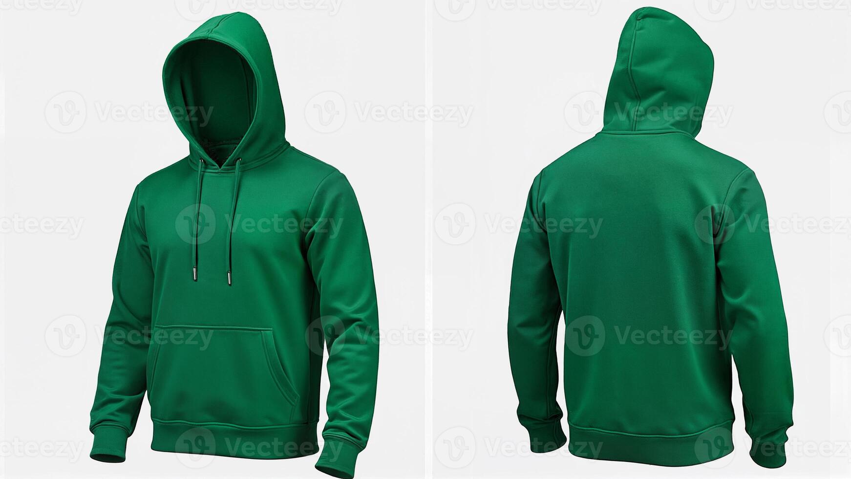 Plain isolated green hoodie mockup for apparel design. Useful for showcasing branding or clothing templates on a white background. photo