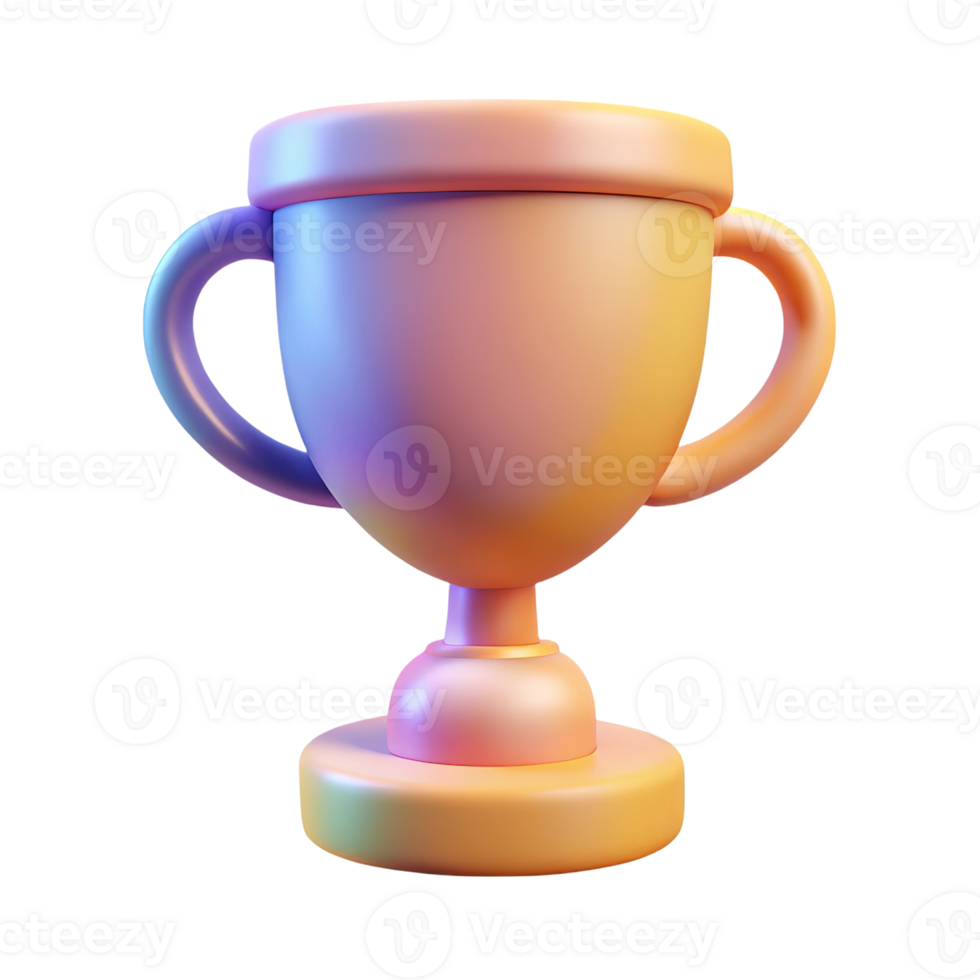 Pastel color 3d rendered trophy isolated on transparent background png