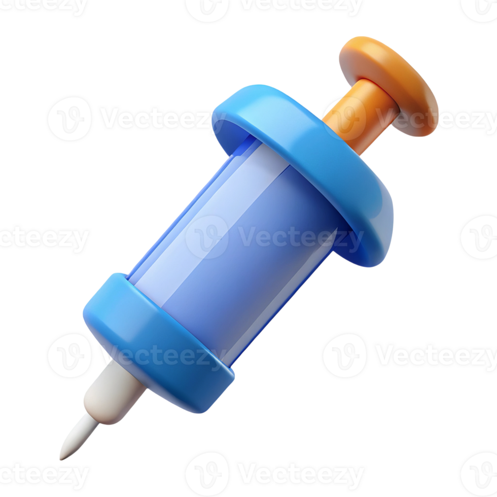 Cartoon syringe icon 3d render isolated on transparent background png