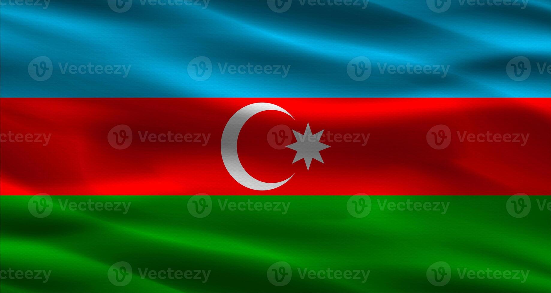 Azerbaijan flag with fabric texture. Realistic flag of Azerbaijan waving photo