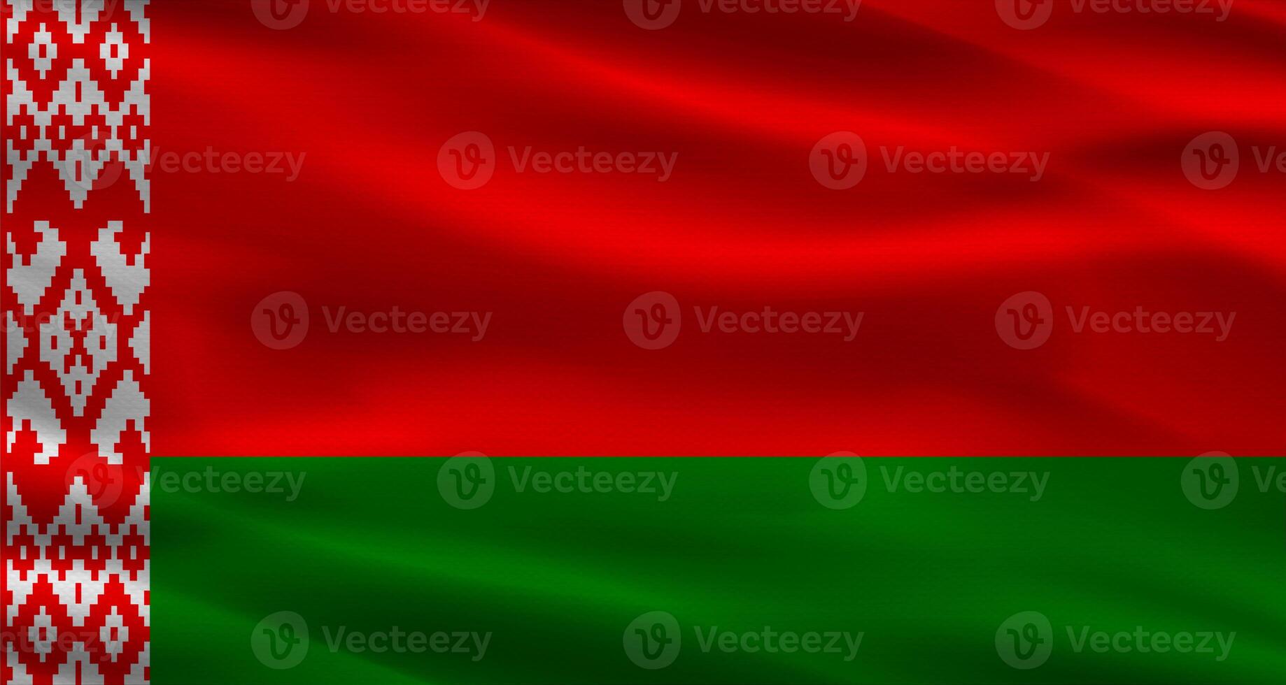 Belarusian flag with fabric texture. Realistic flag of Belarus waving photo