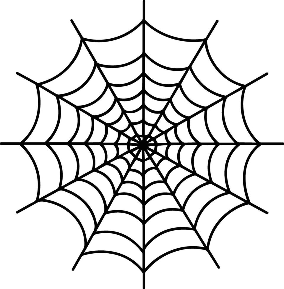 Symmetrical Spider Web Line Art - Halloween Web Illustration vector