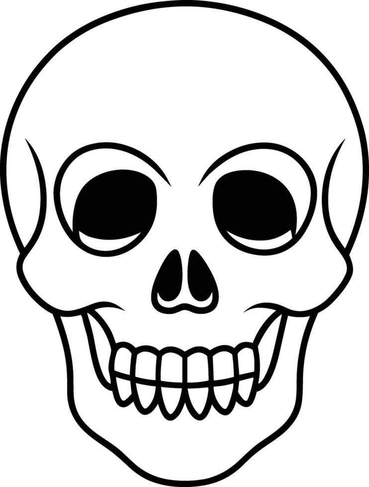 Simple Skull Line Art - Hand Drawn Human Skull Illustration vector