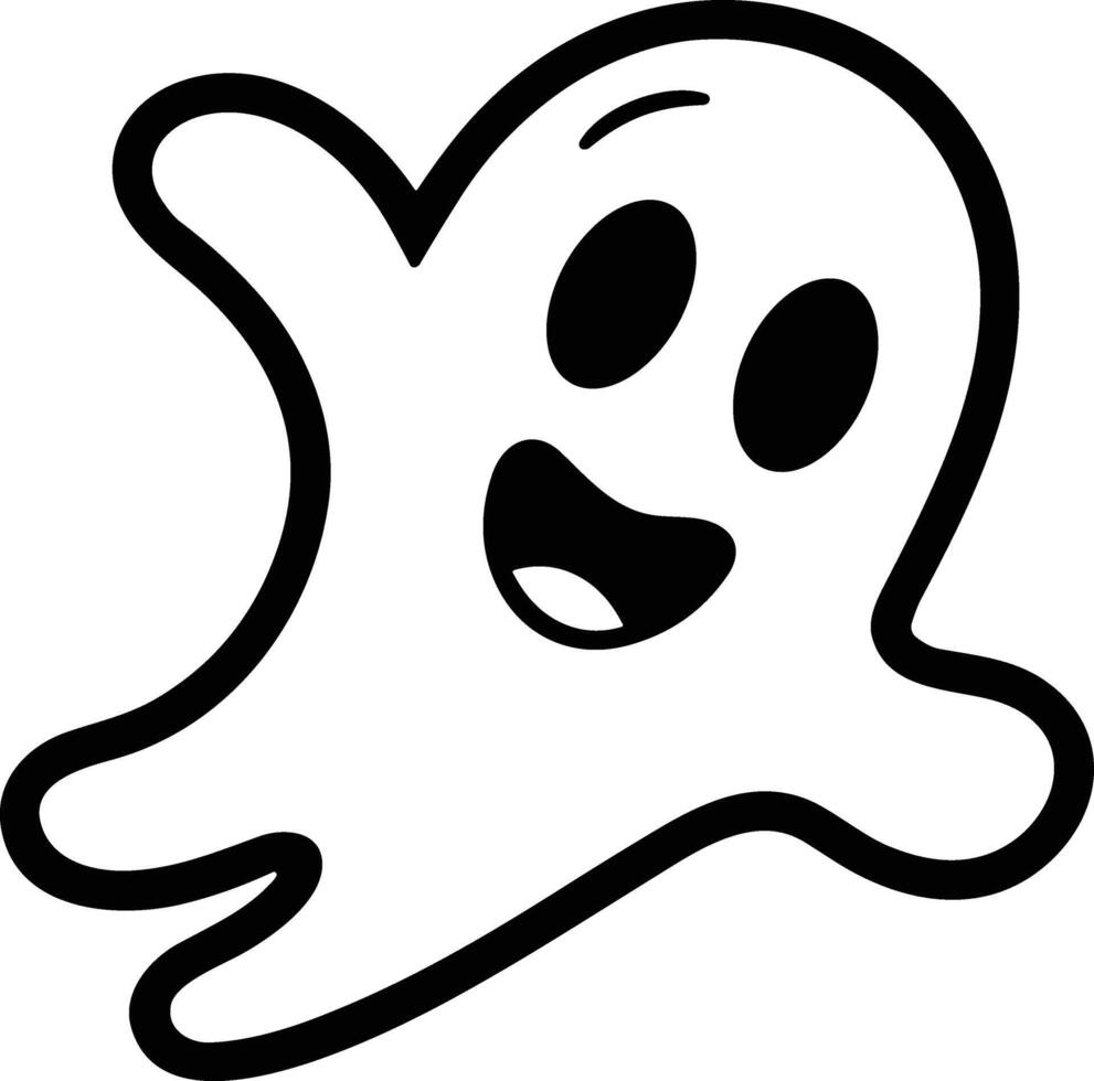 Playful Halloween Ghost Line Art - Cute Cartoon Spirit Illustration vector