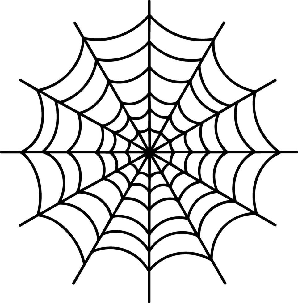 Spider Web Line Art - Minimal Halloween Web Outline Illustration vector