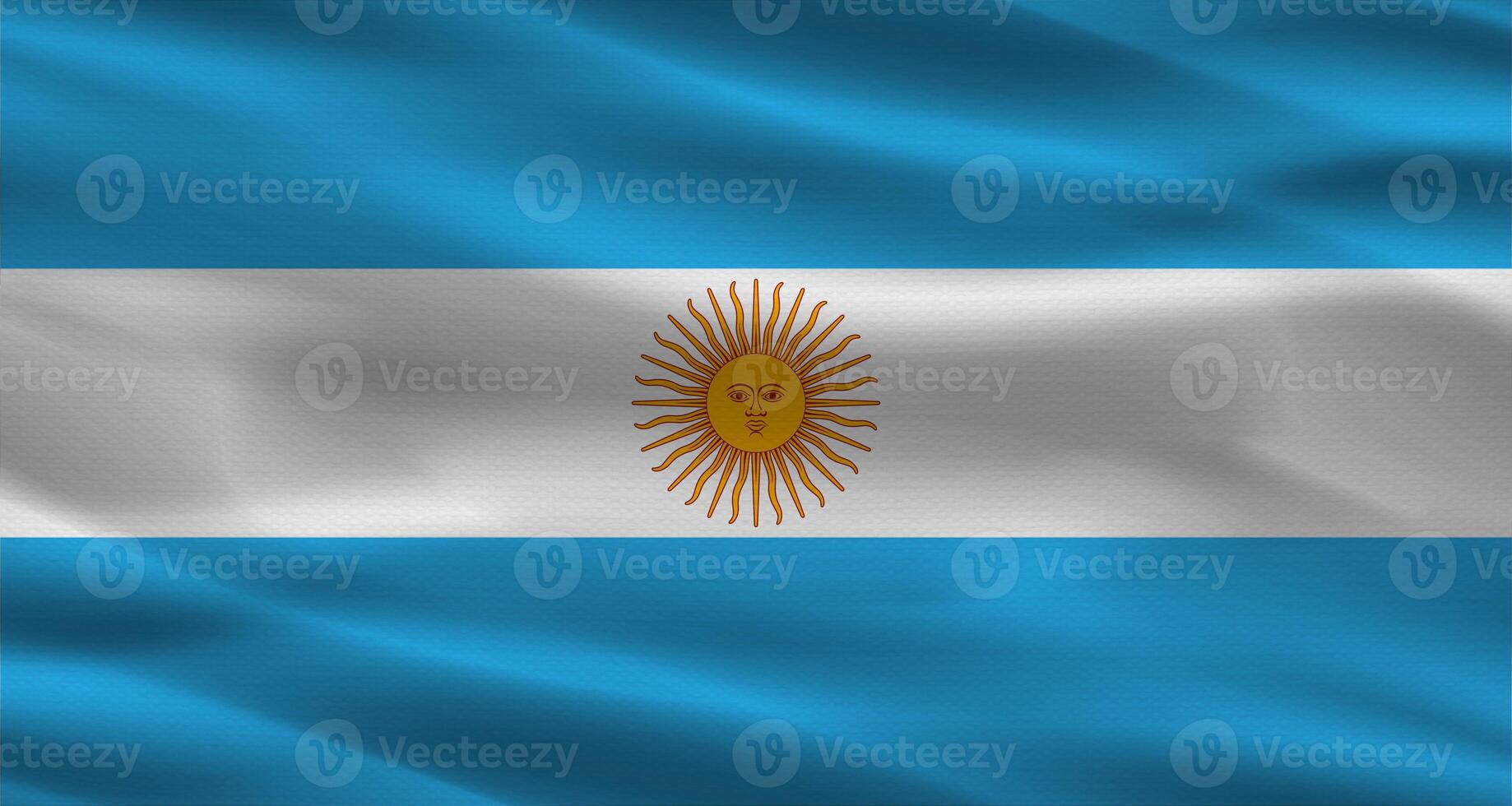 Argentinian flag with fabric texture. Realistic flag of Argentina waving photo