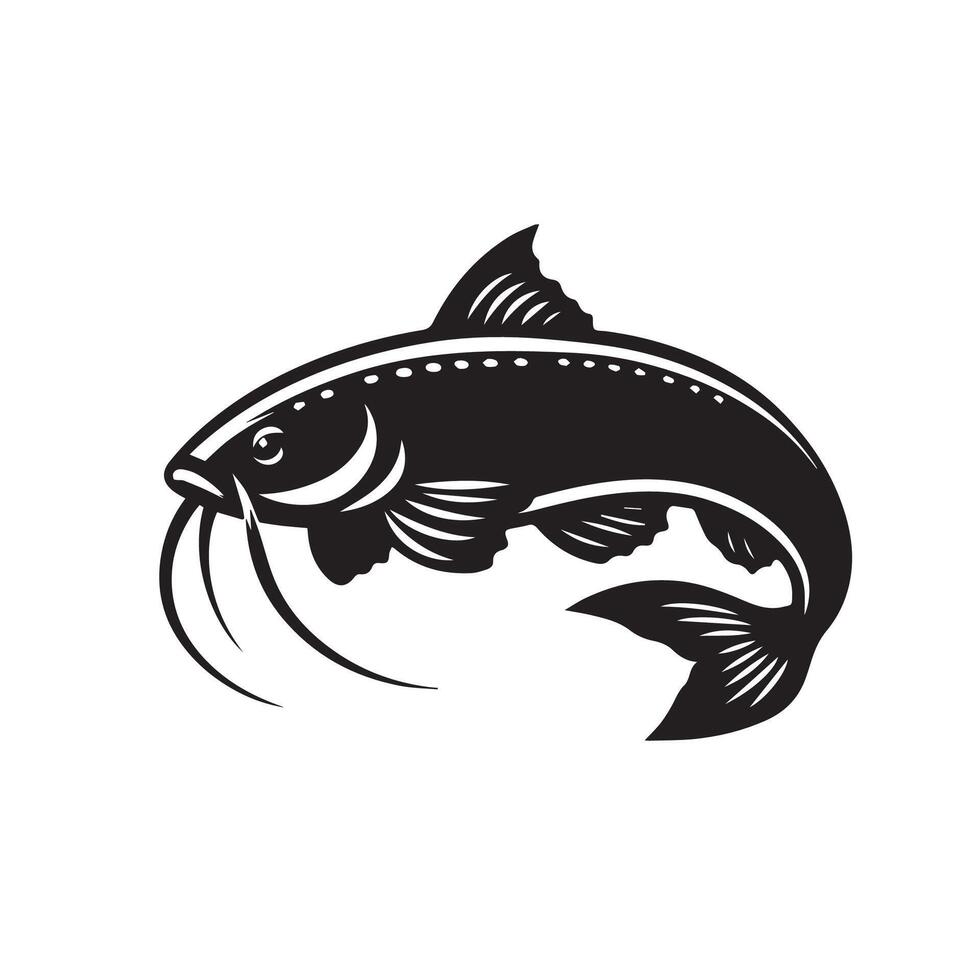 A silhouette art of Catfish vector