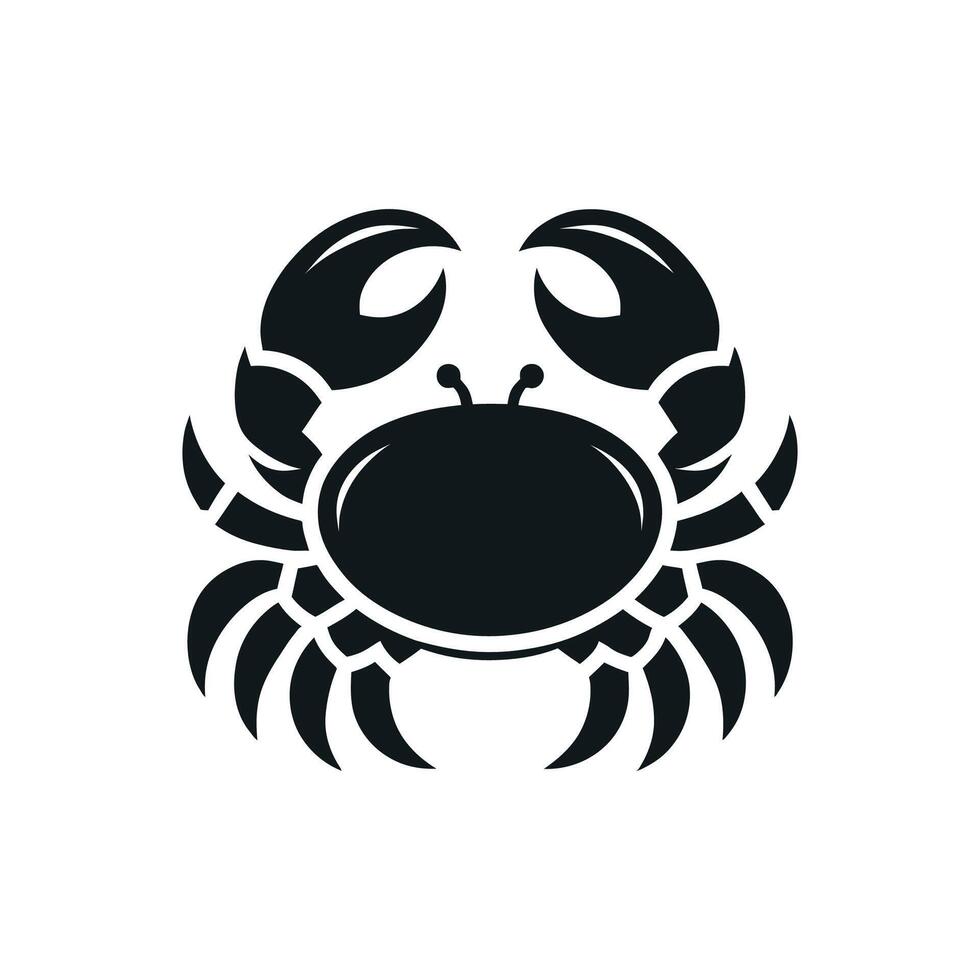 Black Crab Silhouette Artwork on White Canvas vector