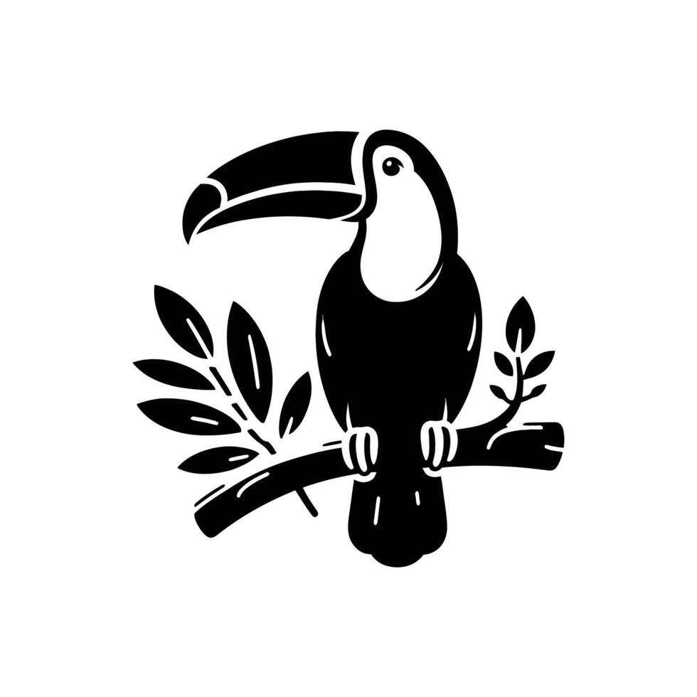 Black Style Toucan Logo Icon on White Background vector