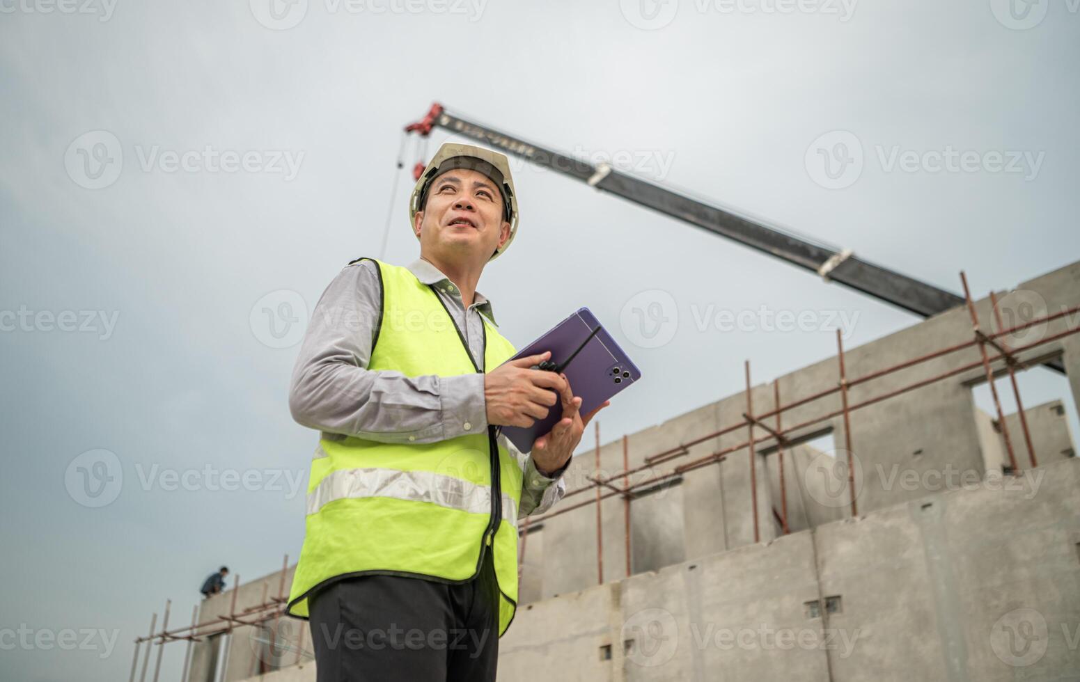 Engineers construction projects inspect and supervise the construction of building walls,44 photo