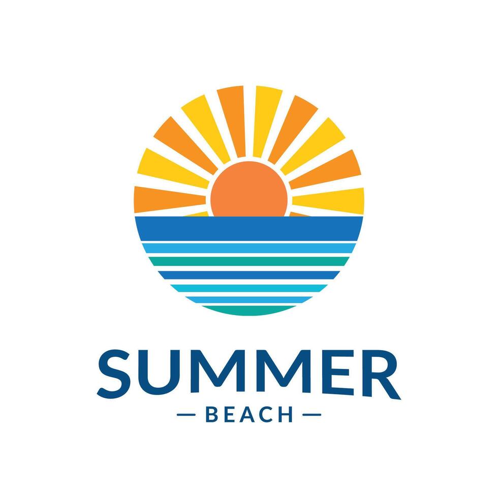 Sunset over the ocean evokes summer beach vibes vector