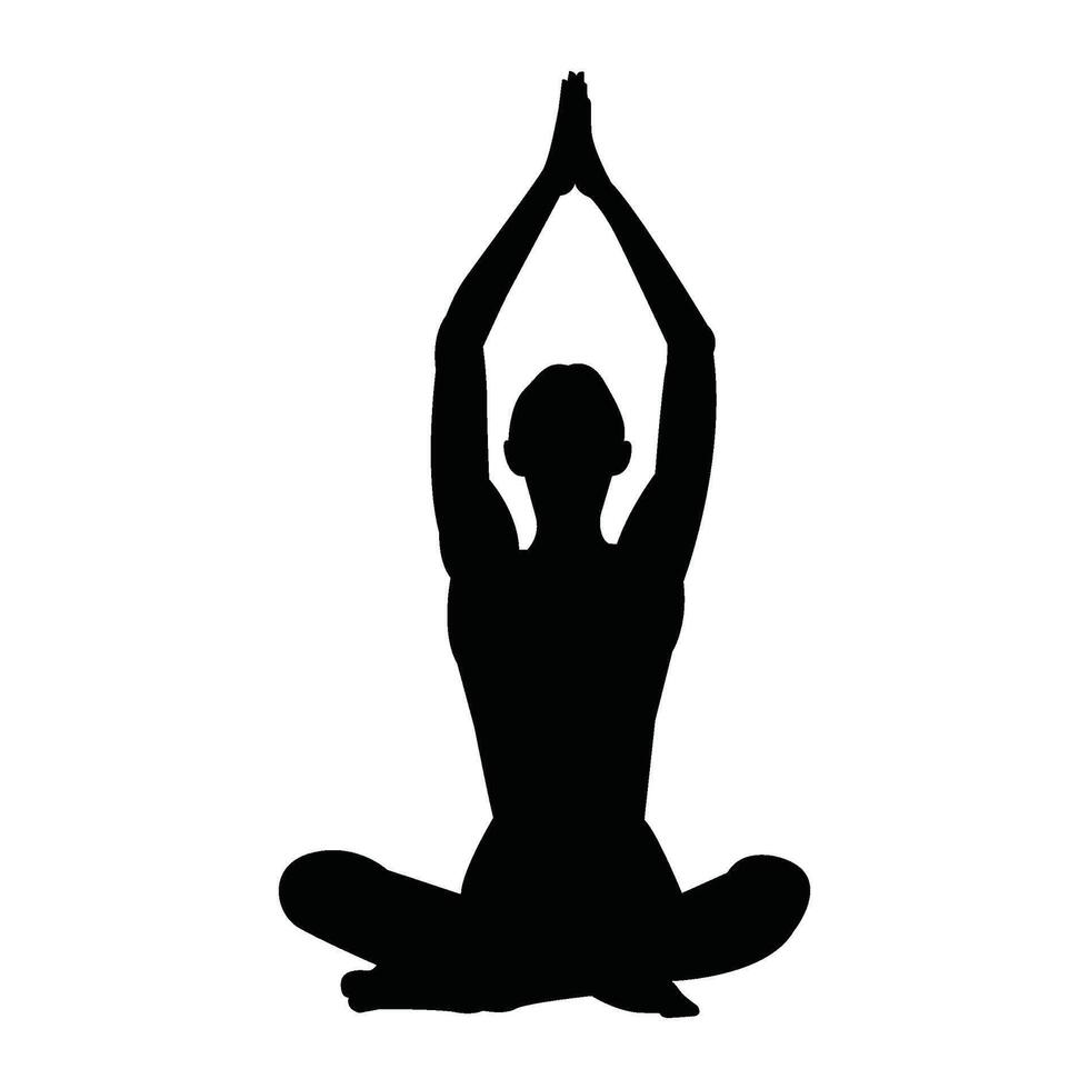 Silhouette of a woman doing yoga on a white background vector