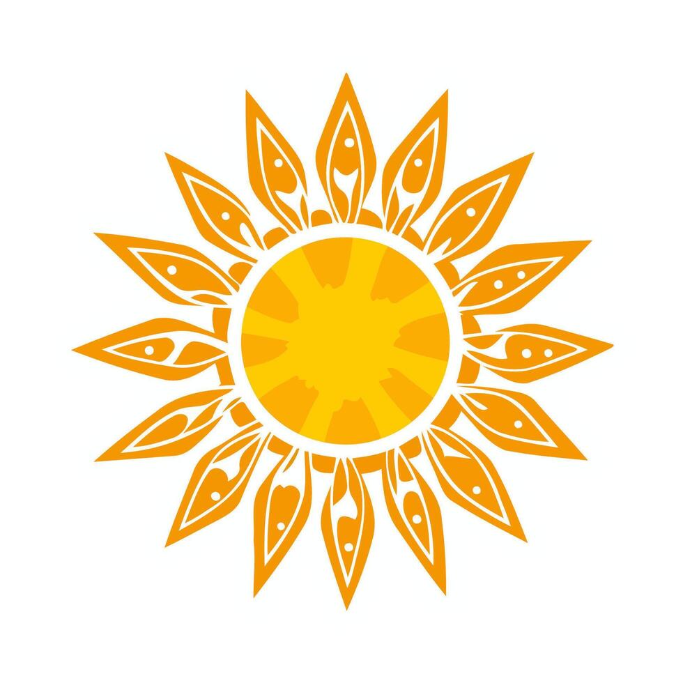 Decorative Sun With Floral Rays vector