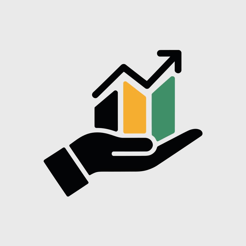 Business growth and financial success concept graph held in hand representing investment and prosperity in a clean modern design vector