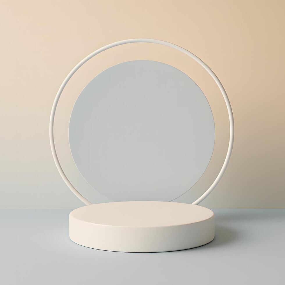 Minimal 3D Podium with Round Frame for Product Display or Branding Presentation photo