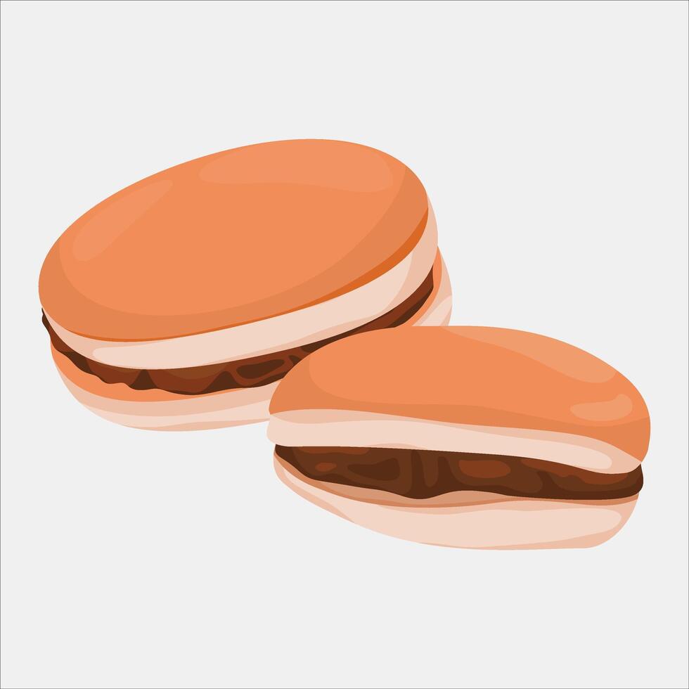 Traditional Japanese Dorayaki Pancakes with Red Bean Filling vector