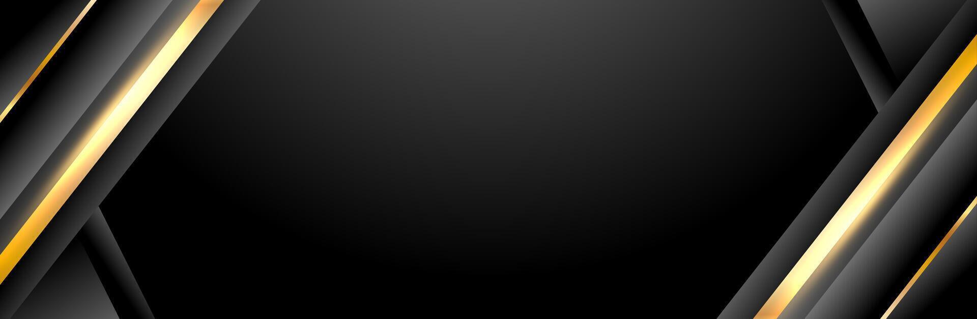 Luxury black and gold background, abstract with simple, modern diagonal lines and light effects, perfect for website banners and landing page presentation templates vector