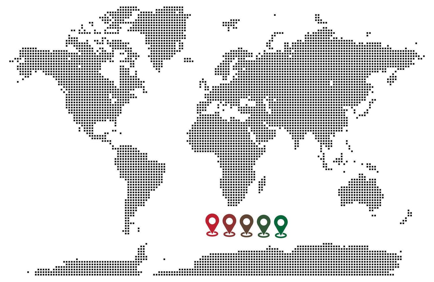 Squire shape dotted map with geographic world feature feathering world boundary vector