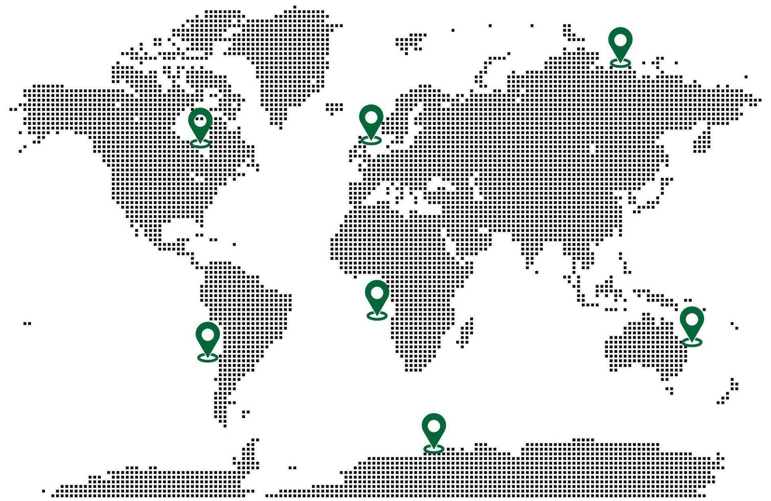 Squire shape dotted map info graphic of land and borders with continent location view vector