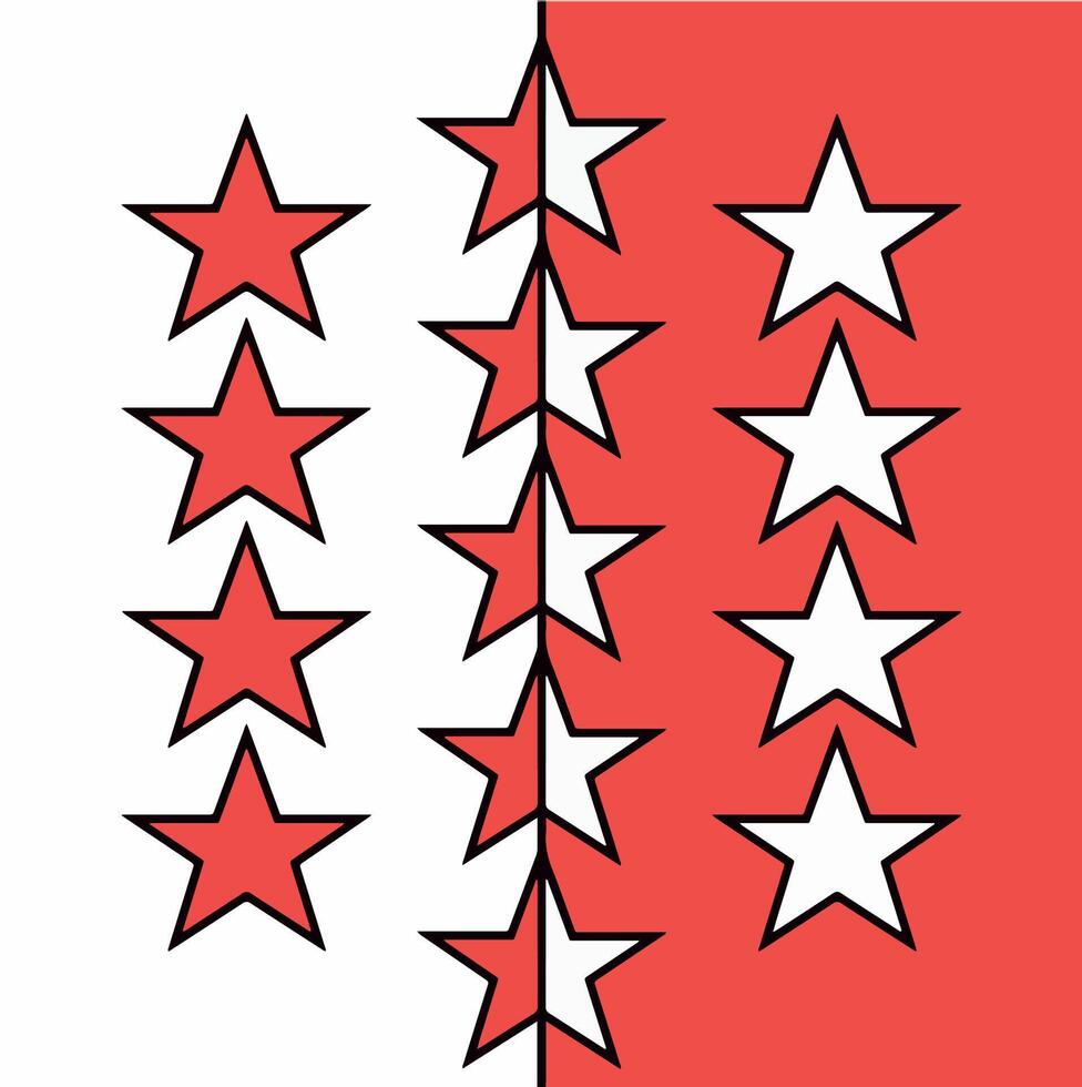 The flag of the Canton of Valais in Switzerland vector