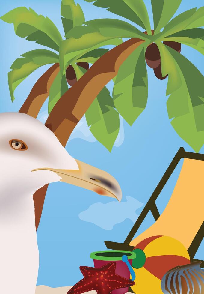 A white bird on a beach vector
