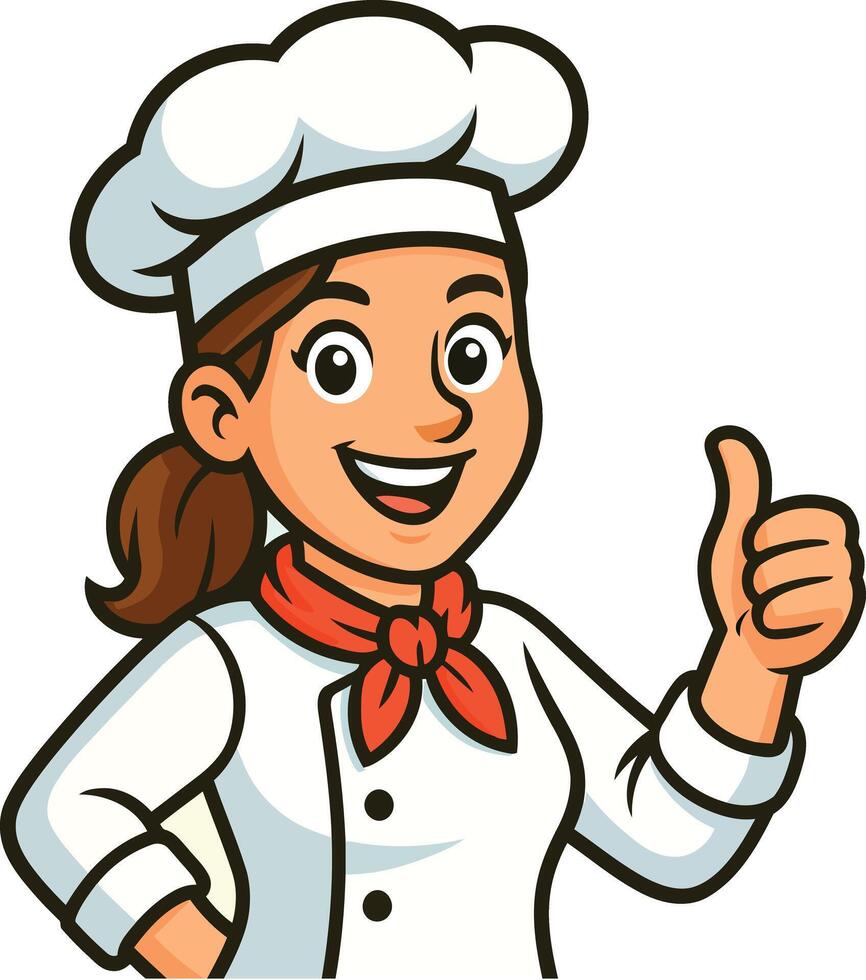 Female chef with a thumbs up. vector