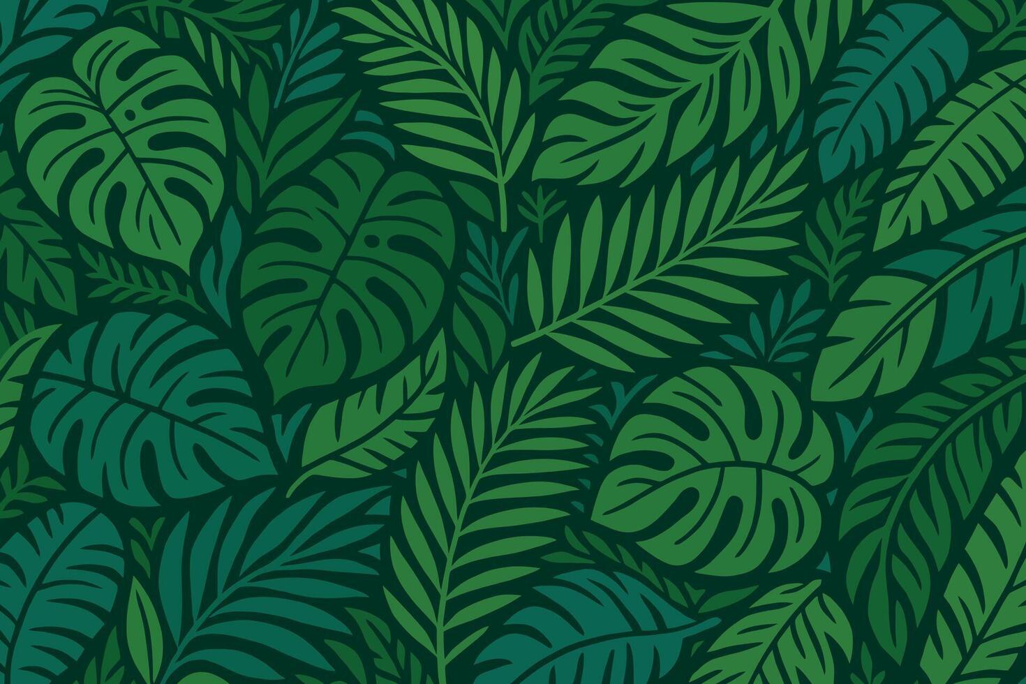 Dense Tropical Green Leaf Pattern vector