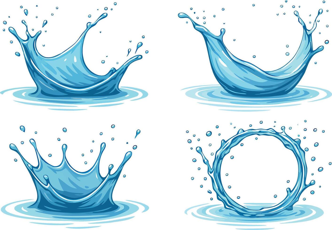 Water Splash Illustrations Set vector