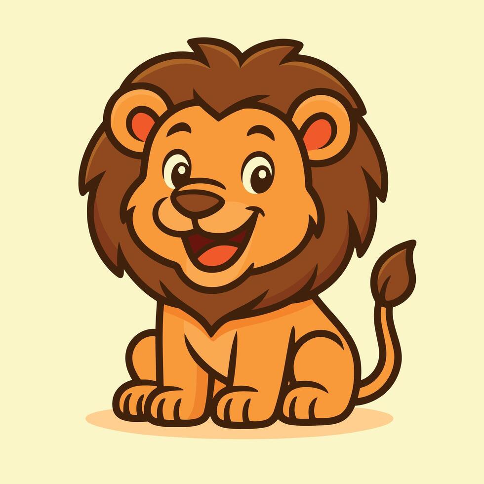 Cute cartoon lion smiling vector