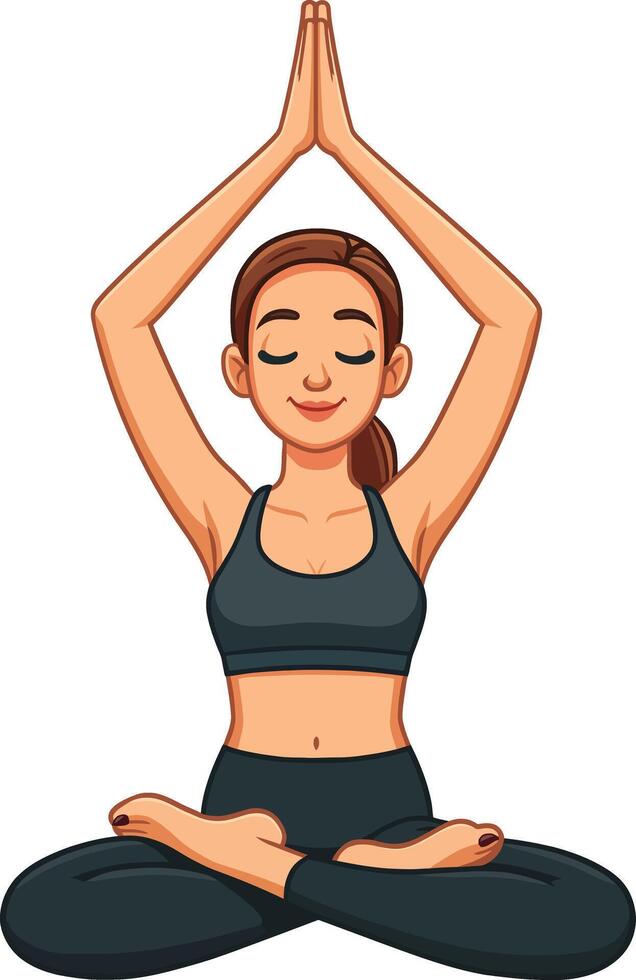 Woman in lotus position practicing yoga vector