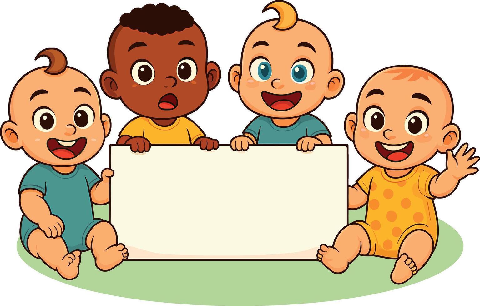 Babies holding a blank sign vector