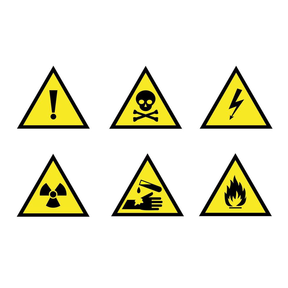 Caution icon set danger signs vector