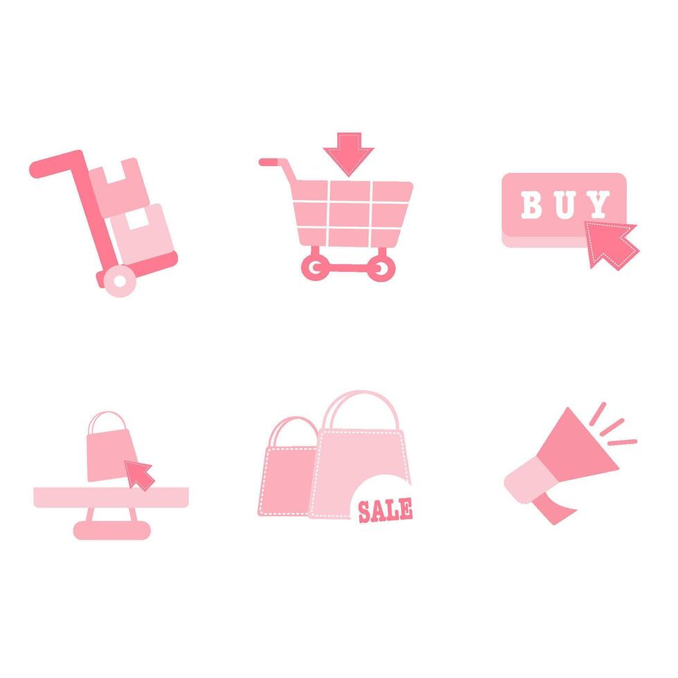 E-commerce Website Icons Shopping Cart, Product Selection, Sale, and Discount Icon Set vector